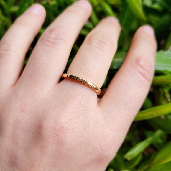 New Gold Textured Ring Band, sz 5.75 - Picture 5 of 7